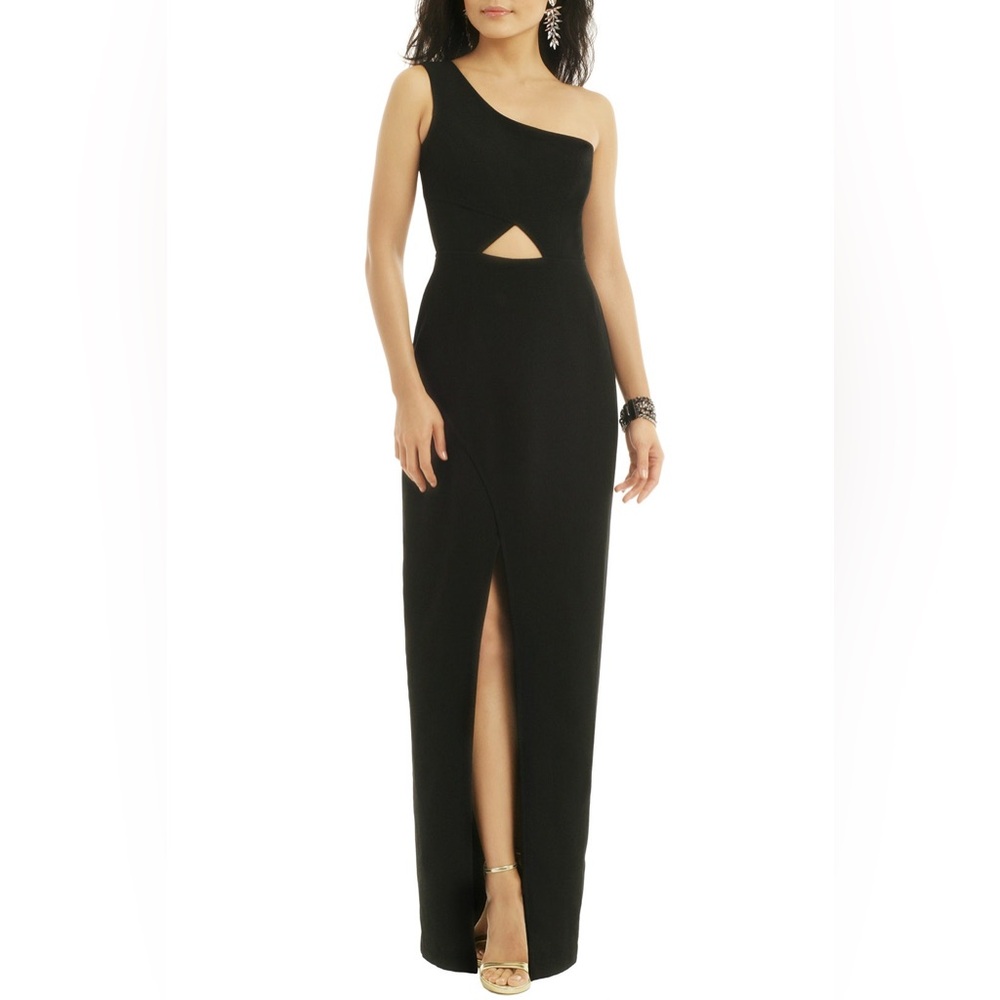 BCBGMaxAzria Kaura Gown - Black Floorlength Dress with Cutout and Front Slit